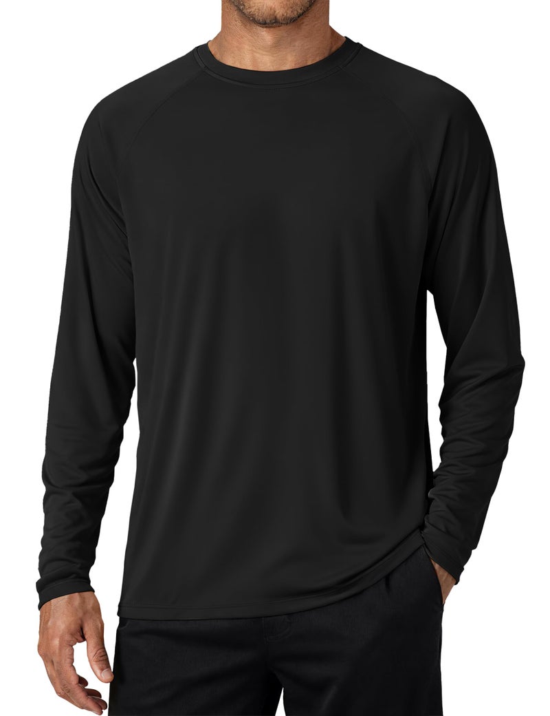 TACVASEN Long Sleeve Shirts for Men Dry Fit UPF 50+ UV Protection Lightweight T-Shirt Workout Running Tee Surf Rash Guard Black M - Image 1